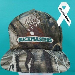 Vintage BUCKMASTERS CAMO Realtree SNAPBACK HAT MADE IN USA. Hunting Cap